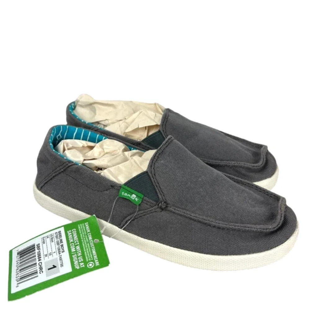 Sanuk Sideline Boys Slip On Sidewalk Surfers Boys‎ Size 1 NEW